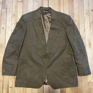 Embassy Square Sports Coat 100% Pure Silk Blazer Brown Mens Size 46R
